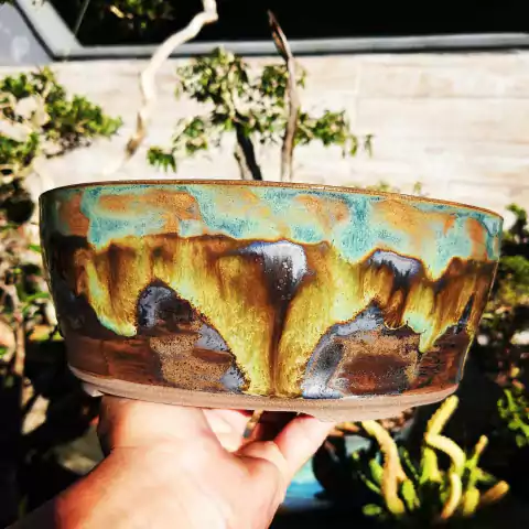 Vaso cerâmico FujiPot alta queima esmaltado A8,5x22Cm