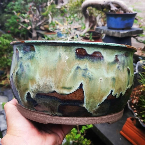 Vaso cerâmico FujiPot alta queima esmaltado A10,5x21Cm