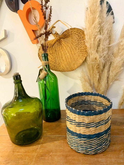 Canasto de Fibras Naturales - Bicolor - comprar online