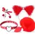 Kit de Rabo de Coelho com Tiara de Orelhas Vermelha - SI