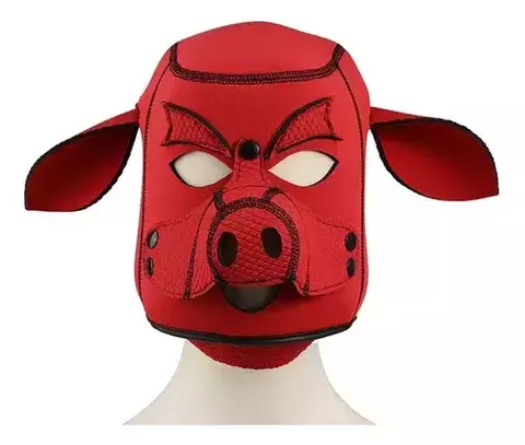 Máscara De Porco Fetiche Bdsm Couro Sintético Confortável