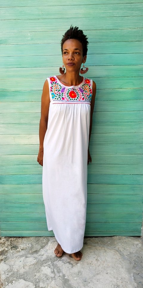VESTIDO PUEBLA LARGO BLANCO