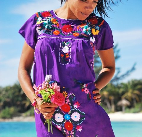 VESTIDO LAS FLORES LARGO VIOLETA