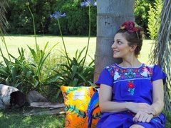 VESTIDO LAS FLORES LARGO AZUL FRANCIA
