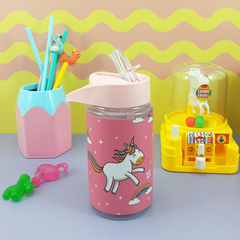 Botella pico chica Unicornio rosa 85