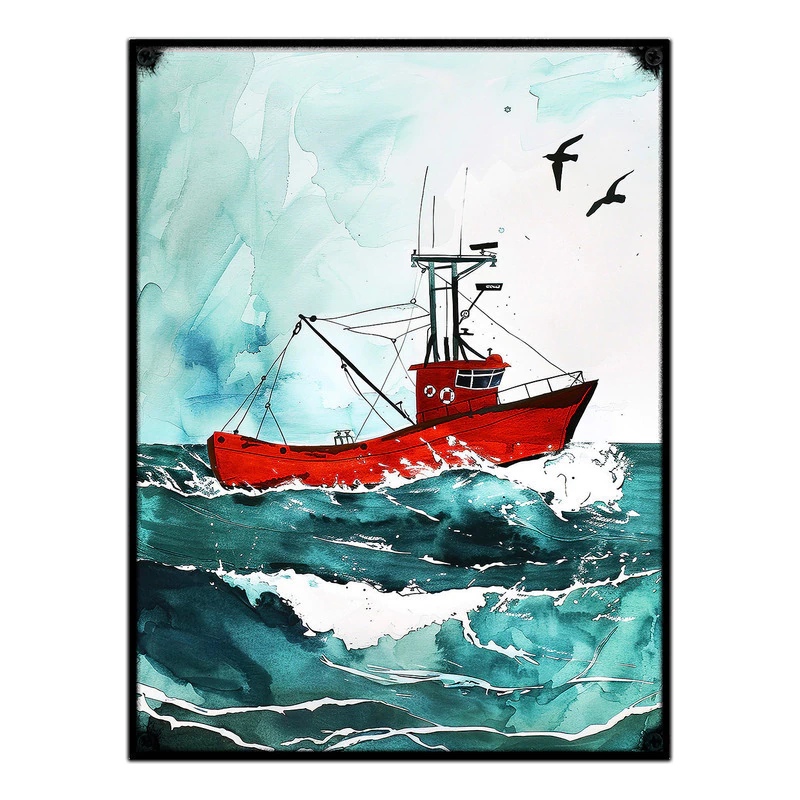 #1663 - Cuadro Decorativo Vintage - Barco Pesca Náutica Mar No Aplica