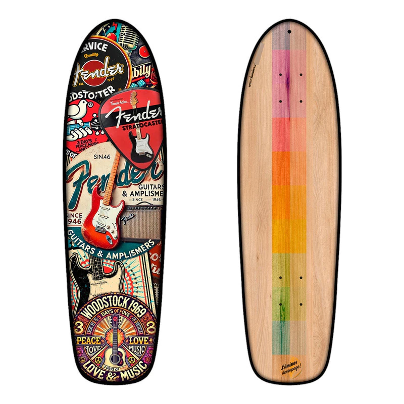 #04 - Cuadro Decorativo Tabla Skate Música Fender Guitarra