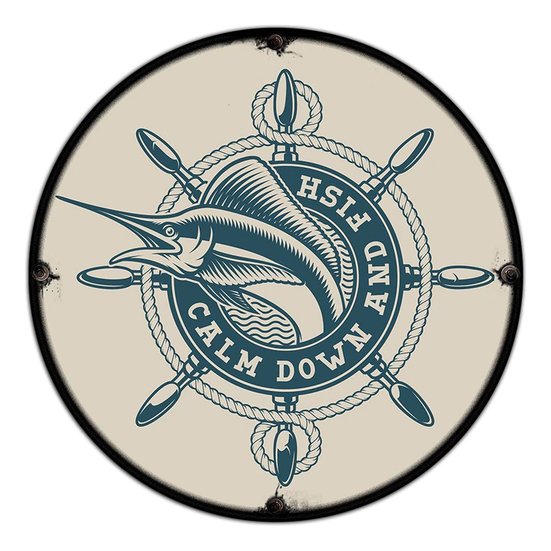 #380 - Cuadro Decorativo Vintage / Timón No Chapa Mar Cartel