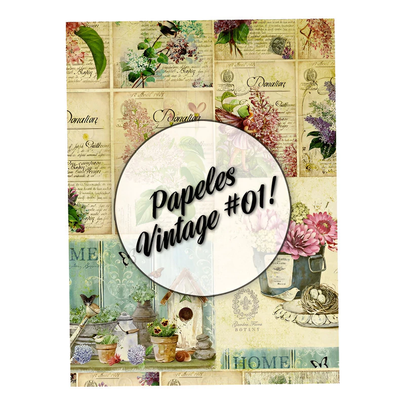 Papeles Vintage #01! Lámina Decoupage Autoadhesiva 30 X 42 Blanco