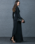 VESTIDO LONGO PRETO COM RECORTES - comprar online