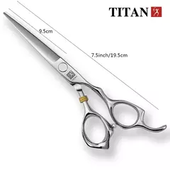Tesoura de cabelo TITAN tesoura de barbeiro tesoura de corte profissional 7 pole