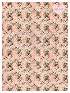 Diseño Vintage pájaros fondo rosa