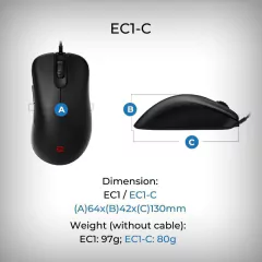 ZOWIE EC1-C Mouse Para Esports. Design ergonômico assimétrico. Peso reduzido; cabo de paracord; roda de rolagem em 24 degraus. Driverless; plug and pl - RSMI Equipamentos de Telecomunicações e Informática
