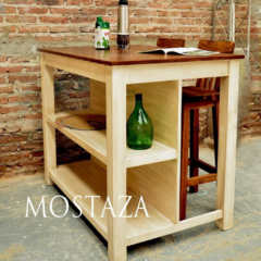 Isla/ Desayunador con estantes - MOSTAZA Muebles