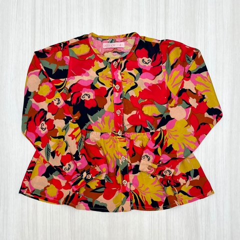 Camisa BARBARA flor roja mostaza