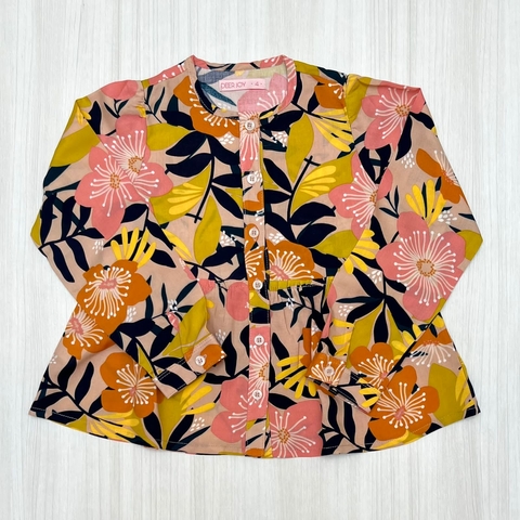 Camisa BARBARA hojas flor rosa