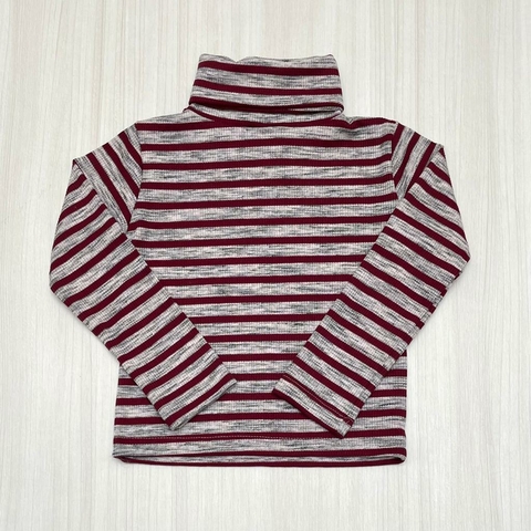 Polera POLO bordó rayado