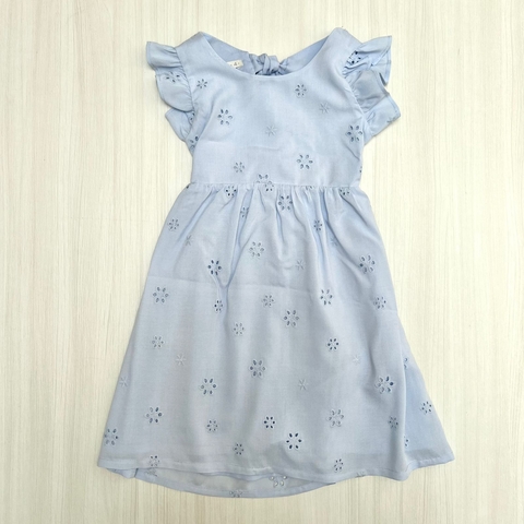 Vestido ROMA broderie celeste