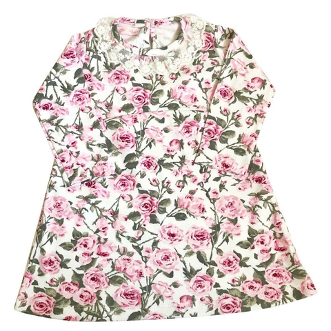Vestido MARIA blanco flor rosa - comprar online