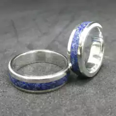Alianças de Prata com Lápis Lazúli 5MM