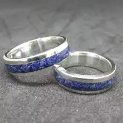 Alianças de Prata com Lápis Lazúli 5