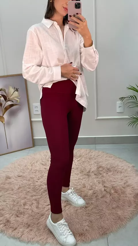 Calça Legging canelada peluciada bordo