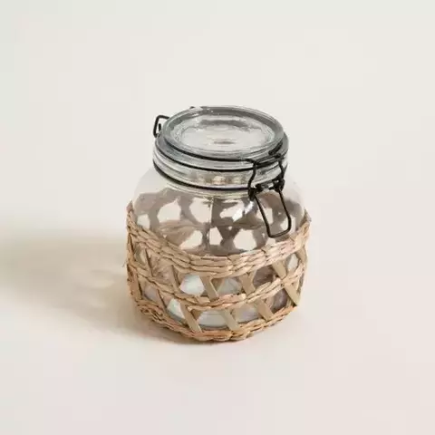 Frasco Hermético de Vidrio y Mimbre - comprar online