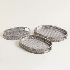 Bandeja Gris Símil Ratán - comprar online