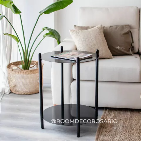 Mesa Auxiliar Art - Negra - Blanca