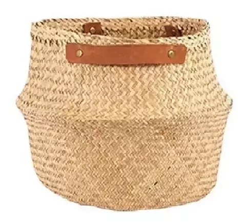 Canasto Natural y Cuero L - comprar online