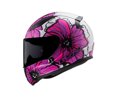 Capacete LS2 Rapid Poppies Branco\rosa