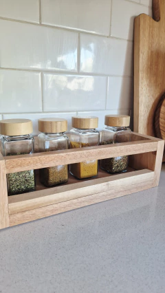 Especiero o salero de vidrio con tapa de bambú - Mina Deco & Home