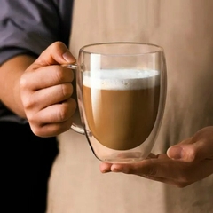 Taza Doble vidrio con asa - Grande 350ml - Mina Deco & Home