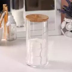 Organizador Porta Algodón de acrílico y bambu