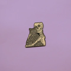 Skeleton Hugging Cat Lapel Pin LIMITED EDITION
