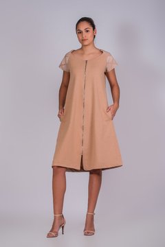 Jacquard sleeve coat dress in sweatshirt - buy online