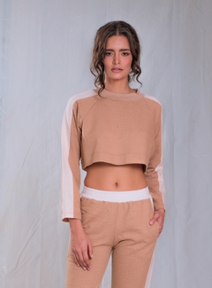 Blusa cropped moletom manga longa