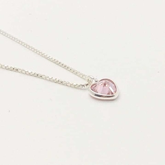Colar Pingente Coração Rosa - Prata 925 - comprar online