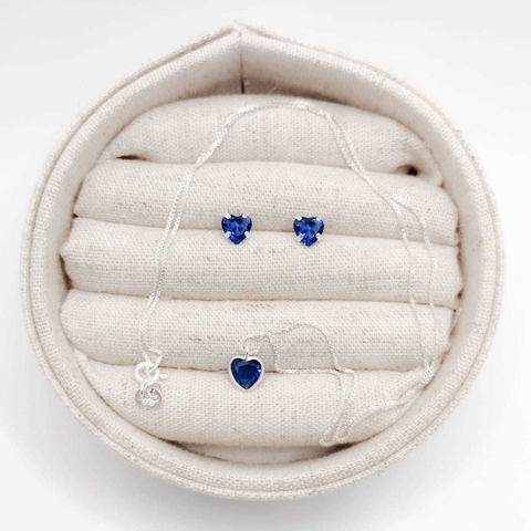 Conjunto de Prata 925 - Azul Escuro