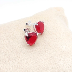 Brincos Coração Vermelho - Prata 925 - comprar online