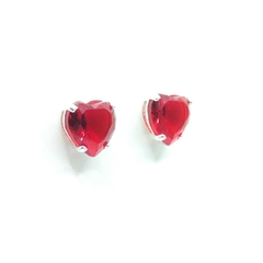 Brincos Coração Vermelho - Prata 925 - loja online