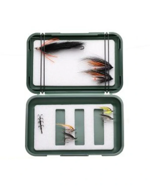Caja para Moscas Salmologic Salmo Eco Fly Box verde abierta