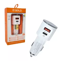 KIT CARREGADOR VEICULAR 9.1A 40W ENTRADA USB/TC CJ06-3 A'GOLD