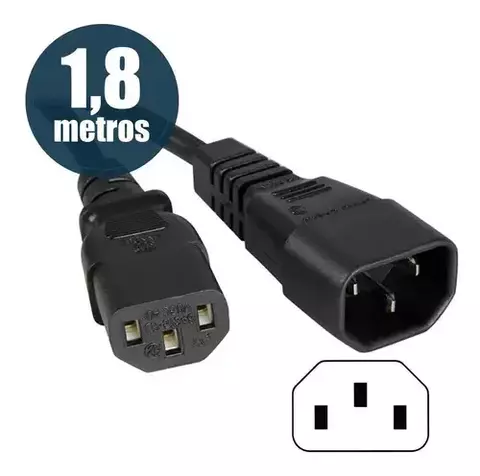 Cabo de força com conectores C13/C14 para ligar equipamentos aos Nobreaks APC