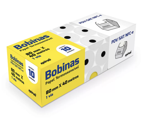 BOBINA TERMICA PDV 80MM X 40M 64631 C/10RL SPIRAL