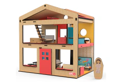 Casa de Madera con Personajes y Muebles
