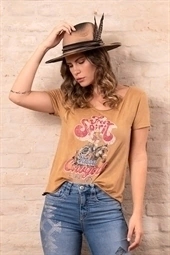 T-SHIRT FEMININA M/C COMFORT KHAKI REF.4697-0818-1