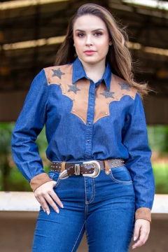 CAMISA WESTERN JEANS MEDIO -cod:16337