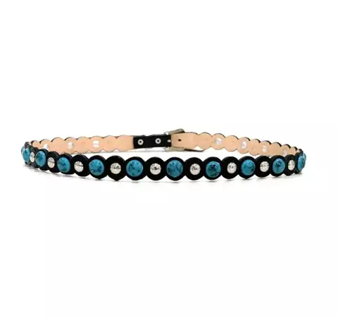 Bandinha strass turquesa e preto -cod:4598