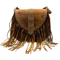 Bolsa de couro Goyazes (CREME) C/franjas -cod:2216 - comprar online